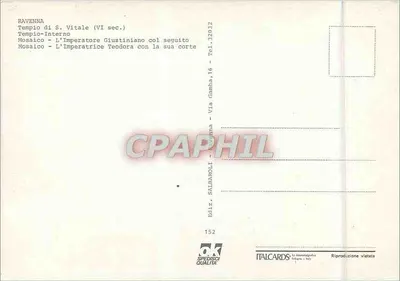 Tempio di S. Vitale - Ravenna — mosaici e interno — Edizione Italcards n°152 — Verso