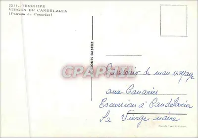 Virgen de Candelaria — Patronne des Canaries — Éditions Gasteiz n°2211 — Rewers