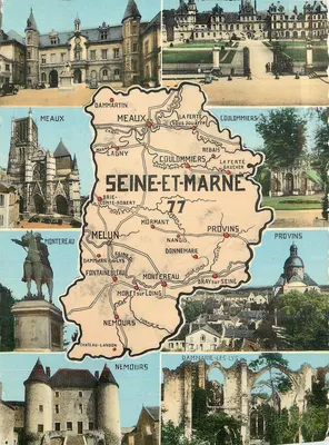 Seine-et-Marne — cartão postal turístico com mapa e locais — n°1620