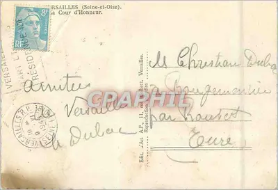 Place d'Armes em Versailles — A Cour d'Honneur — Ed. A.P. II, rue Colbert, Versailles — Verso