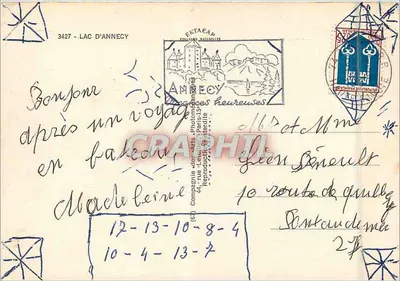 Lago d'Annecy — Carte postale illustrée — Compagnie des cartes, photographies et lithographies — Verso