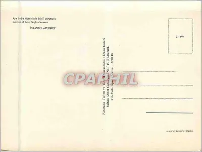 Visão interna do Museu de Aya Sofya — Istambul, Turquia — editor APA Ofset Basımevi, n° de série C-440 — Verso