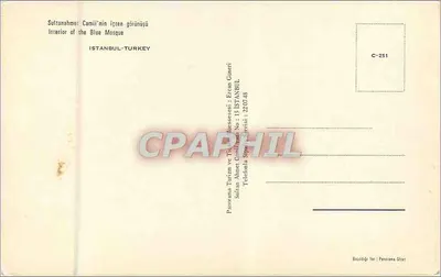 Wnętrze Mezquitu Niebieskiego — Istanbul, Turcja — Wydawca Fırat Gineri, nr C-251 — Rewers