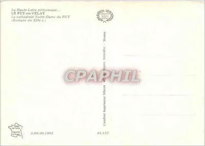 Catedral N.D. do Puy — Puy-en-Velay — Impressor Combier — Verso