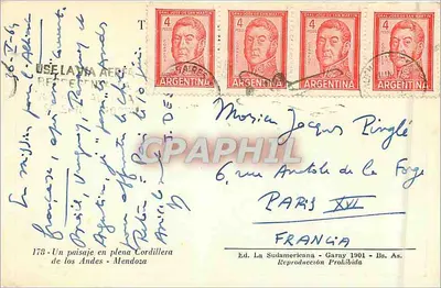 Um paisagem na plena Cordilheira dos Andes - Mendoza — Ed. La Sudamericana - n° 178 — Verso