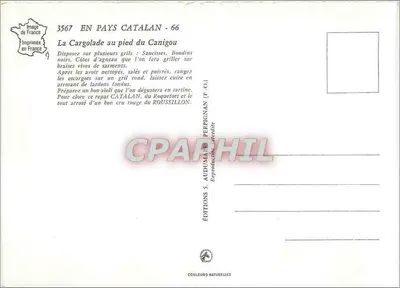 Cargolade u stóp Canigou — Krajobraz kataloński — Wydawnictwo S. Auduma & Perpignan — Rewers