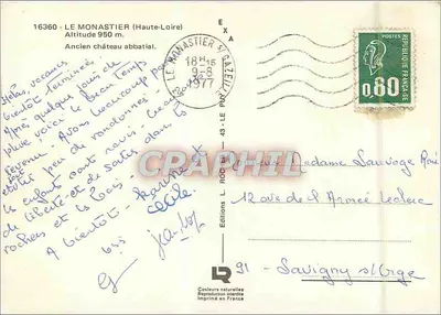 Le Monastier (Haute-Loire) — Starszy klasztorny zamek — Wydawnictwo L. Rochet, nr 91 — Rewers