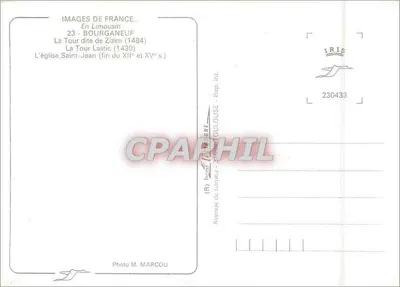 Bourganéuf — Katedra św. Jana i Wieża Lastic (1484) — Wydawca: Images de France — Rewers