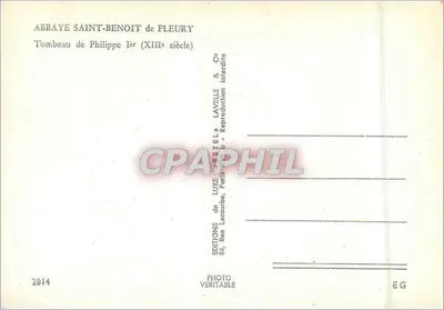 Abbaye Saint-Benoît de Fleury — Tombeau de Philippe Ier (XIIIe siècle) — Éditions de Luxe Esteb, Paris — Rewers