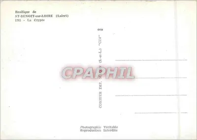 Cripta da Basílica de Saint-Benoît-sur-Loire — Loiret — editor Combier Imp. (S.-et-L.) — Verso