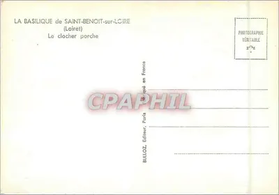 A Basílica de Saint-Benoît-sur-Loire — O pórtico da torre — Bulloz, Editora, Paris — Verso