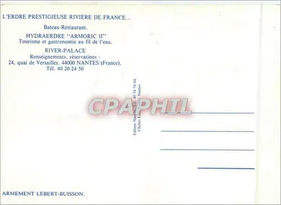 Buque-Restaurante Hydraerdre Armoric II — Río Erdre, Francia — Edición Nantes — Reverso