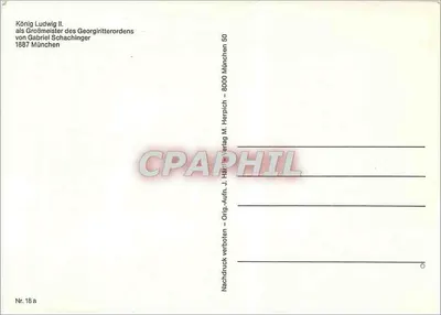 König Ludwig II. — als Großmeister des Georgritterordens — J. Herpich München — Verso