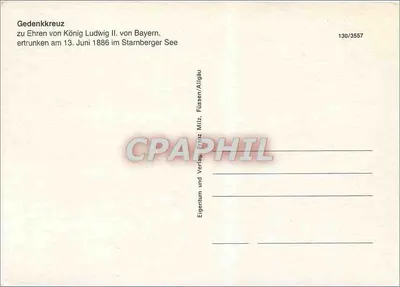 Croix comemorativa — Ludwig II da Baviera — editor Franz Milz, n° 130/3557 — Verso