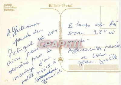 Nazaré — Costa de Prata — Edição Artos Gráfica n°470 — Verso