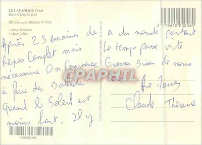 Le Lavandou — cartão postal turístico — Edições S.A.D. CN — Verso
