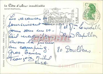 Vista da Costa Azul — Saint-Raphaël — Edições Saint-Raphaël — Verso
