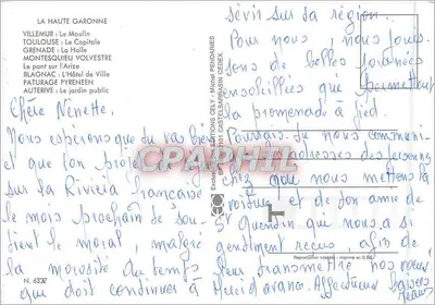 Haute-Garonne — Panoramatyka kartki pocztowej z mapą i herbami — Wydawnictwo Cely — Rewers
