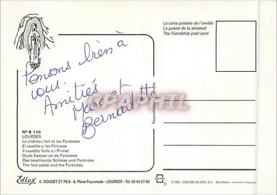 Castelo forte de Lourdes — Pirineus — A. Doucet e Filhos, n° B 110 — Verso