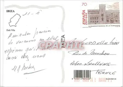 Ibiza — vista da cidade com igreja e flores — Verso
