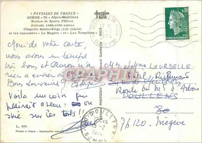 Auron - Alpes-Maritimes — Estação de Esportes de Inverno — Editor L. 456 — Verso
