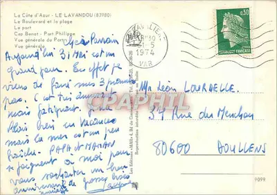 Le Lavandou — Vista geral do porto e da praia — Les Éditions AMME — Verso