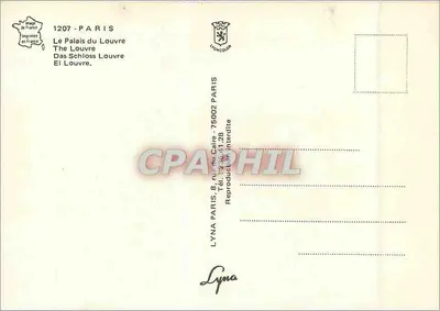Paris — O Palácio do Louvre — editor Lyna, n° 1207 — Verso