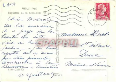 Baptistério da Catedral — Frejus (Var) — Serviço Comunal dos Monumentos Históricos III - Paris — Verso