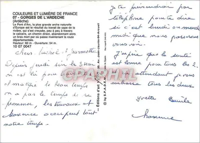 Il Ponte d'Arc — Gole dell'Ardeche — Edizioni d'arte Jean-Jaurès — Verso
