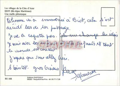 Biot — pittoreskowe miasteczko — Editions Photoguy, BS 108 — Rewers
