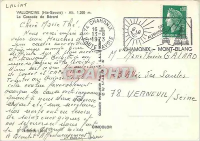 La Cascata di Bérard — Vallorcine (Alta Savoia) — editore CIMCOLOR — Verso
