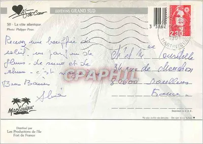 Martinique — vista da costa atlântica — Éditions Grand Sud, n°50 — Verso