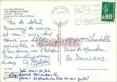 As Gorges do Cians — Estrada de Touvet para Valberg — Edições Rella — Verso