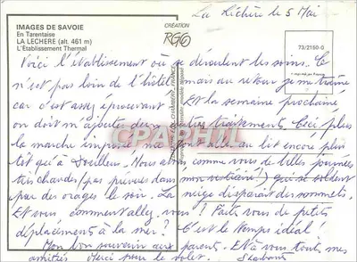 La Léchère — Estabelecimento Termal — Criação RG60 — Verso