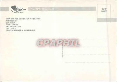 Zamki Katarów — Montsegur, Queribus, Puilaurens, Peyrepertuse, Lastours — S.A. APAPOUX - ALBI — Rewers