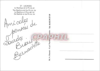 Lourdes — Bazylika i Pic du Jer — Wyd. A. Doucet — Rewers