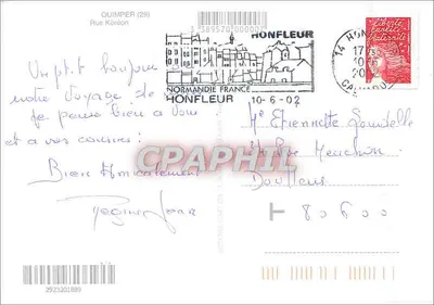 Vista de Honfleur — rua estreita com igreja — Éditions — Verso