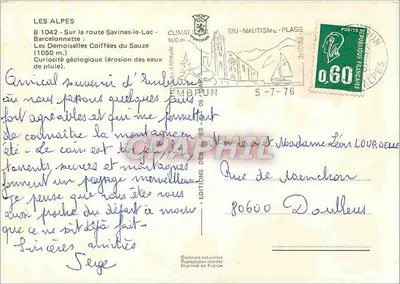 De Demoiselles Coiffées — De Alpen, Savines-le-Lac — Edities van de Alpen — Achterkant