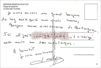 Bilhete postal antigo Circo de Gavarnie — O Gave dos Tourettes — Edições Image du Pays Toy — Verso