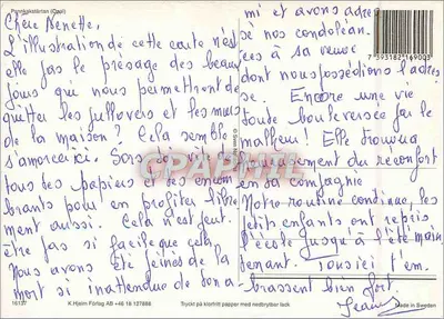 Mężczyzna przy stole ogrodowym — bukoliczna scena z gramofonem — wydawca K. Hjelm Förlag — Rewers