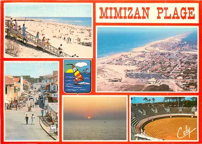 MIMIZAN PLAGE — vista geral, praia, cidade, pôr do sol, arênes — Éditions de Luxe, n° 7602