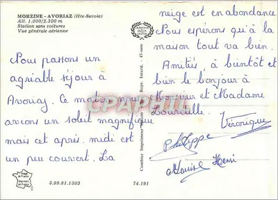 Avoriaz — vista aérea — Combitier Imprimeur — Verso