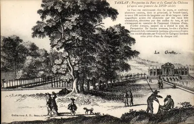 Tanlay — Perspectiva do Parque e do Canal do Castelo (segundo gravura do século XVII) — Coleção J. D. Seus