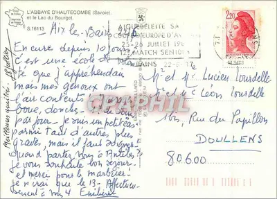 A Abadia de Hautecombe (Savoia) — e o Lago do Bourget — edição Aiguèbelette SA — Verso