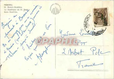 Verona — Bazylika S. Zeno — widok fasady i wież — Rewers