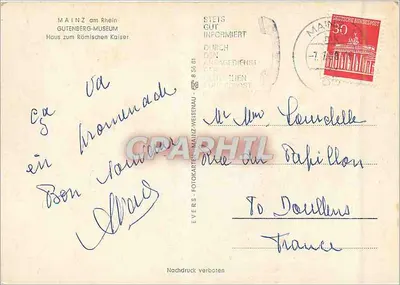 Mainz no rio Reno — Casa do Imperador Romano — Evers-Fotokarten-Weisenau — Verso