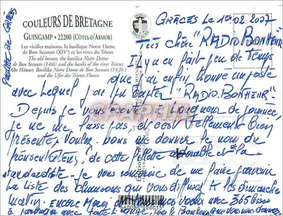 Guingamp — Pequena cidade tranquila, castelo, basílica Nossa Senhora do Bom Socorro — Edição Couleurs de Bretagne — Verso