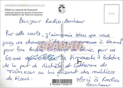 Grandes Bises da Bretanha — Menina em traje de Fouesnant — Jack — Verso