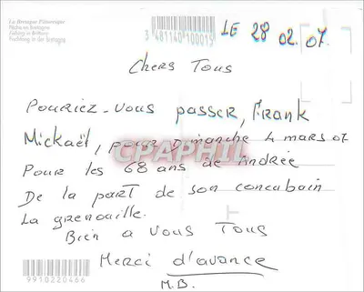 Pesca in Bretagna — n° 100015 — Verso