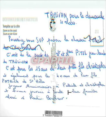 Tormenta en Bretaña — Tarjeta postal antigua — Ediciones de la Côte de Bretagne — Reverso